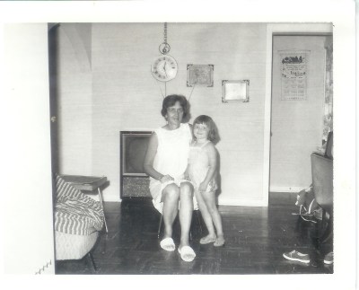 Alice 3 or 4 yrs and Nanny in the living room